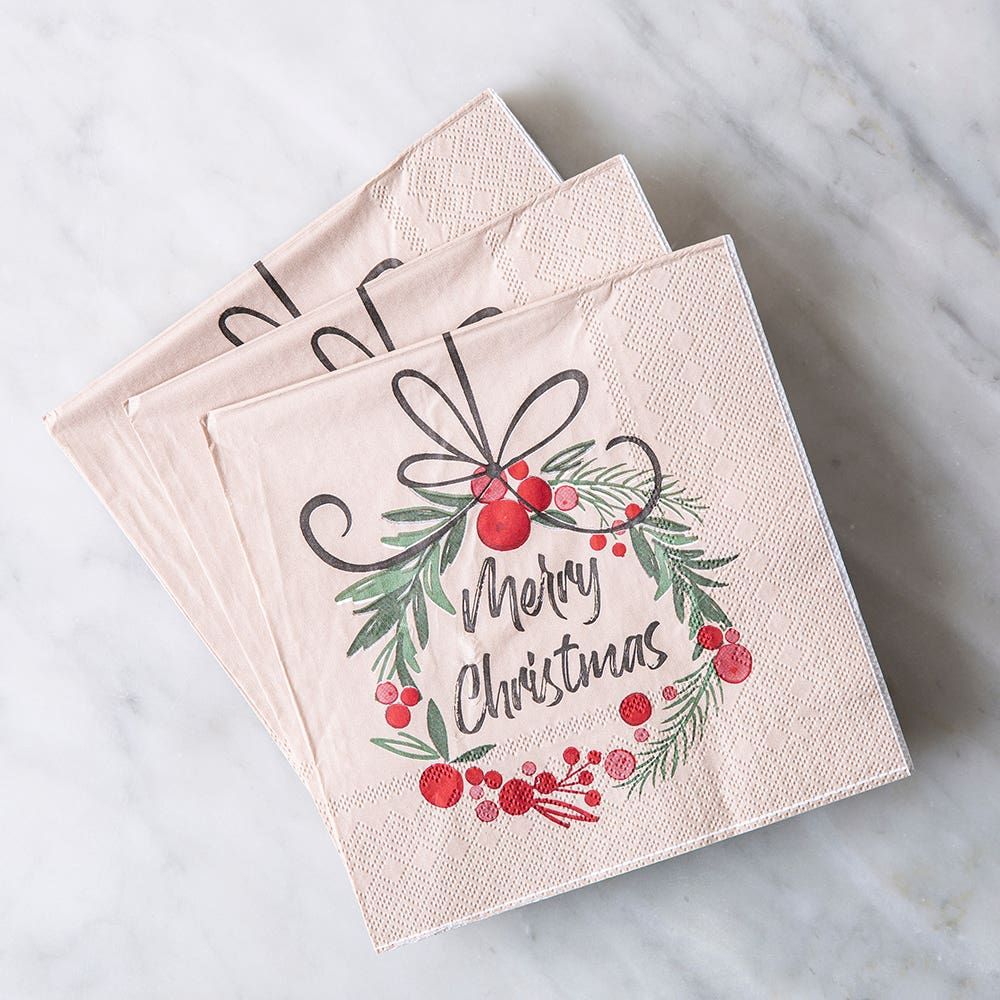 Harman Christmas 3-Ply 'Merry Christmas Wreath' Paper Napkin - Set/20