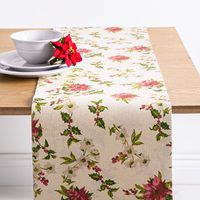 Harman Christmas Shimmer Poinsettia Cotton-Poly Table Runner (Green)