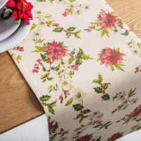 Harman Christmas Shimmer Poinsettia Cotton-Poly Table Runner (Green)