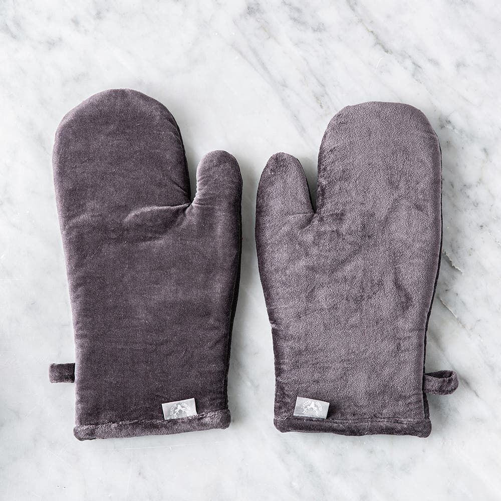 Harman Christmas 'Velvet' Cotton Oven Mitt - Set of 2 (Charcoal)