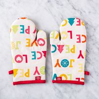 Harman Christmas 'Joy Peace Love' Cotton Oven Mitt - Set of 2