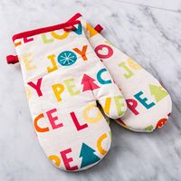 Harman Christmas 'Joy Peace Love' Cotton Oven Mitt - Set of 2