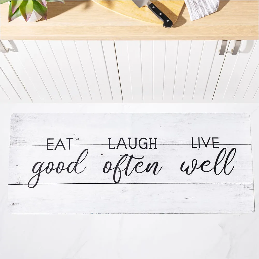 Harman Washable Mat 'Eat Laugh Love' Accent Mat (Grey)