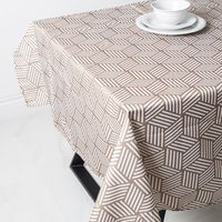 Texstyles Printed 'Canasta' Polyester Tablecloth 58"x78" (Beige)
