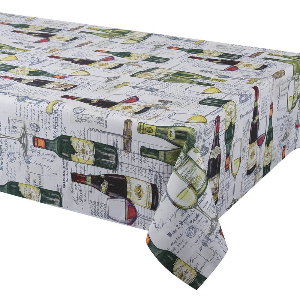 Texstyles Printed 'Wine' Polyester Tablecloth 58"x78" (Multi Colour)