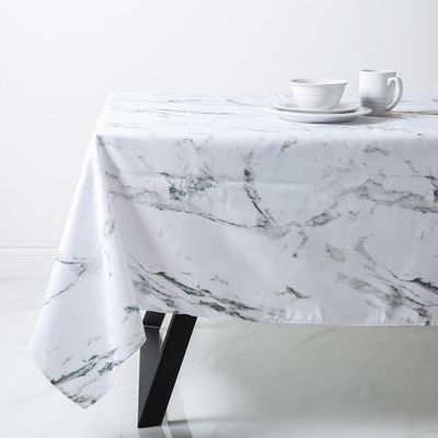 Texstyles Printed 'Marble' Polyester Tablecloth 58"x78" (Grey)