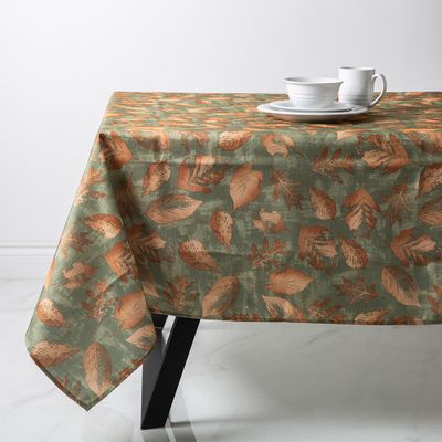 Texstyles Printed 'Subtle Leaves' Polyester Tablecloth 58"x94" (Green)