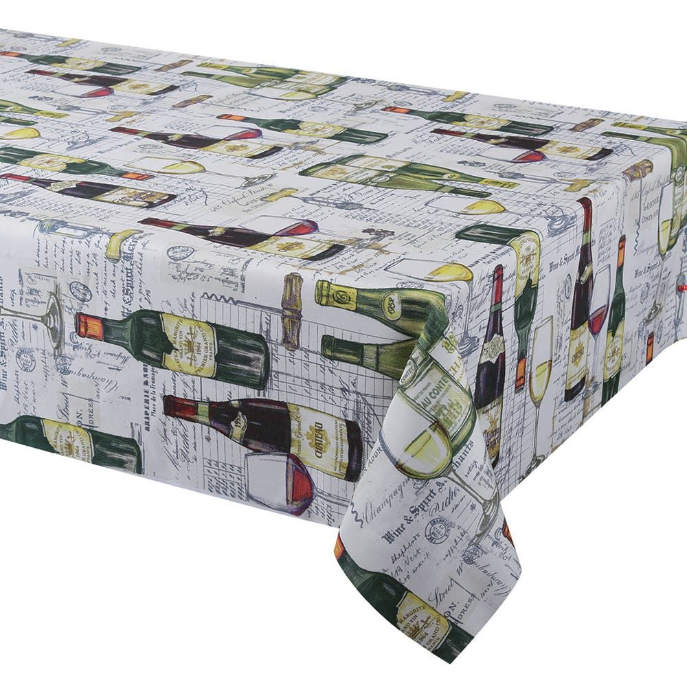 Texstyles Printed 'Wine' Polyester Tablecloth 58""x98" (Multi Colour)