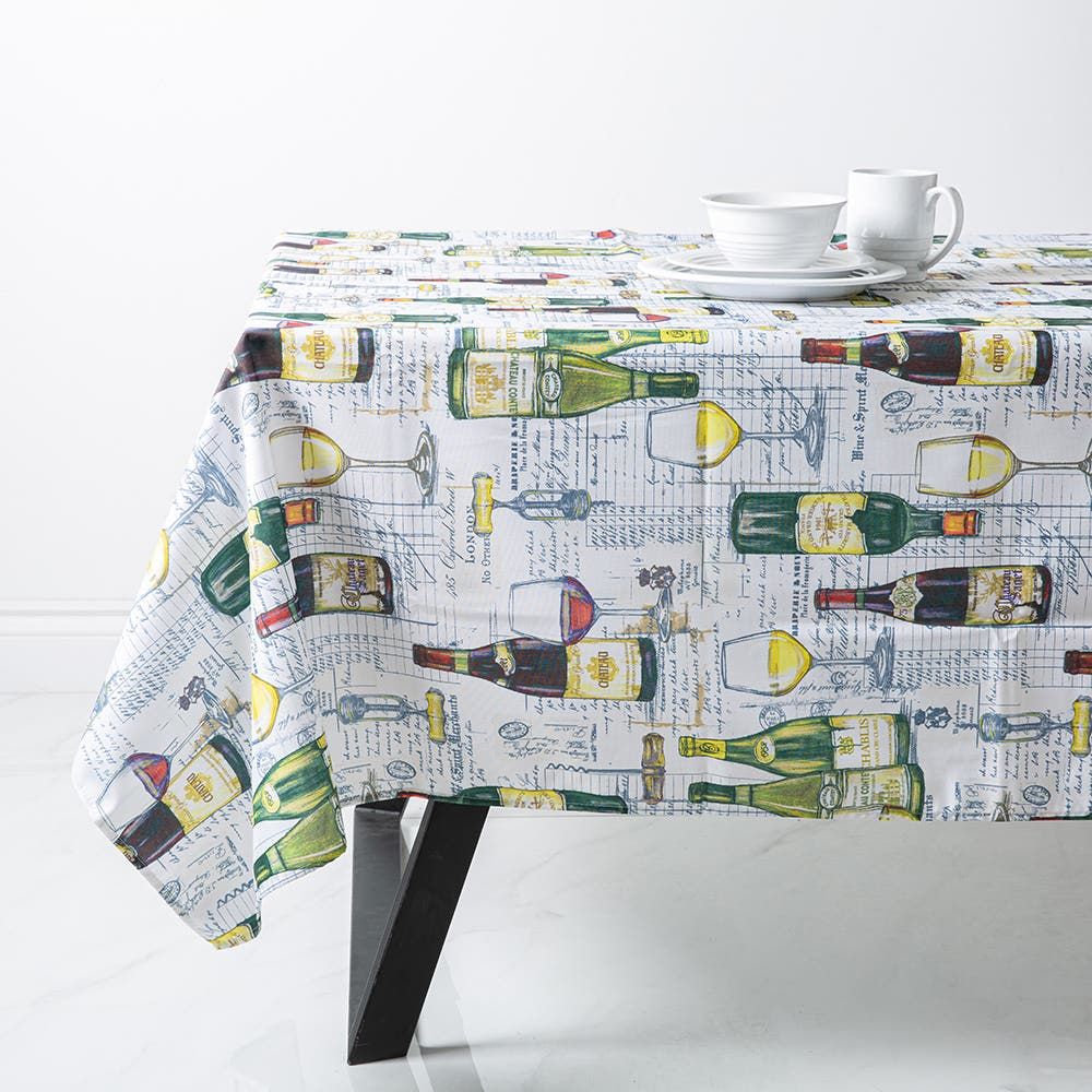 Texstyles Printed 'Wine' Polyester Tablecloth 58""x98" (Multi Colour)