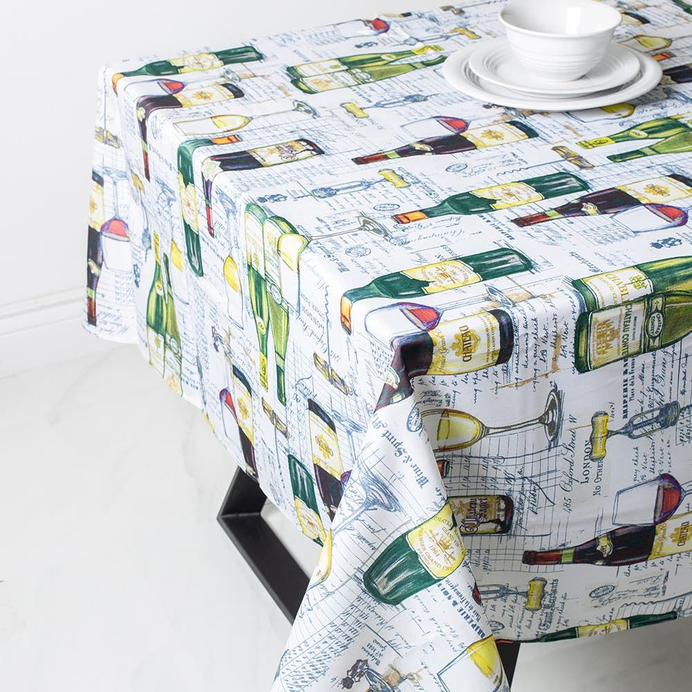 Texstyles Printed 'Wine' Polyester Tablecloth 58""x98" (Multi Colour)