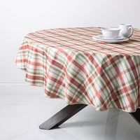 Easycare Printed 'Maxwell Plaid' Polyester Tablecloth 70" Round (Rust)