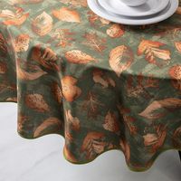 Texstyles Printed 'Subtle Leaves' Polyester Tablecloth 70" Round (Grn)