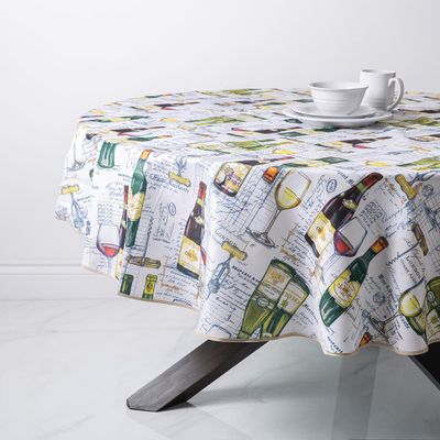 Texstyles Printed 'Wine' Polyester Tablecloth 70" Round (Multi Colour)
