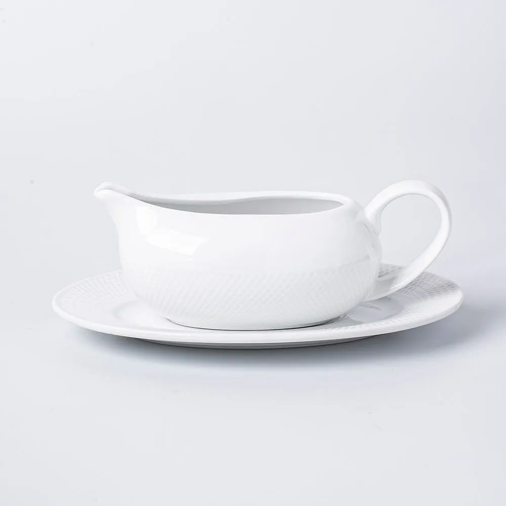 KSP A La Carte 'Diamond' Gravy Boat & Saucer - Set of 2