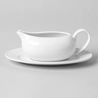 KSP A La Carte 'Diamond' Gravy Boat & Saucer - Set of 2