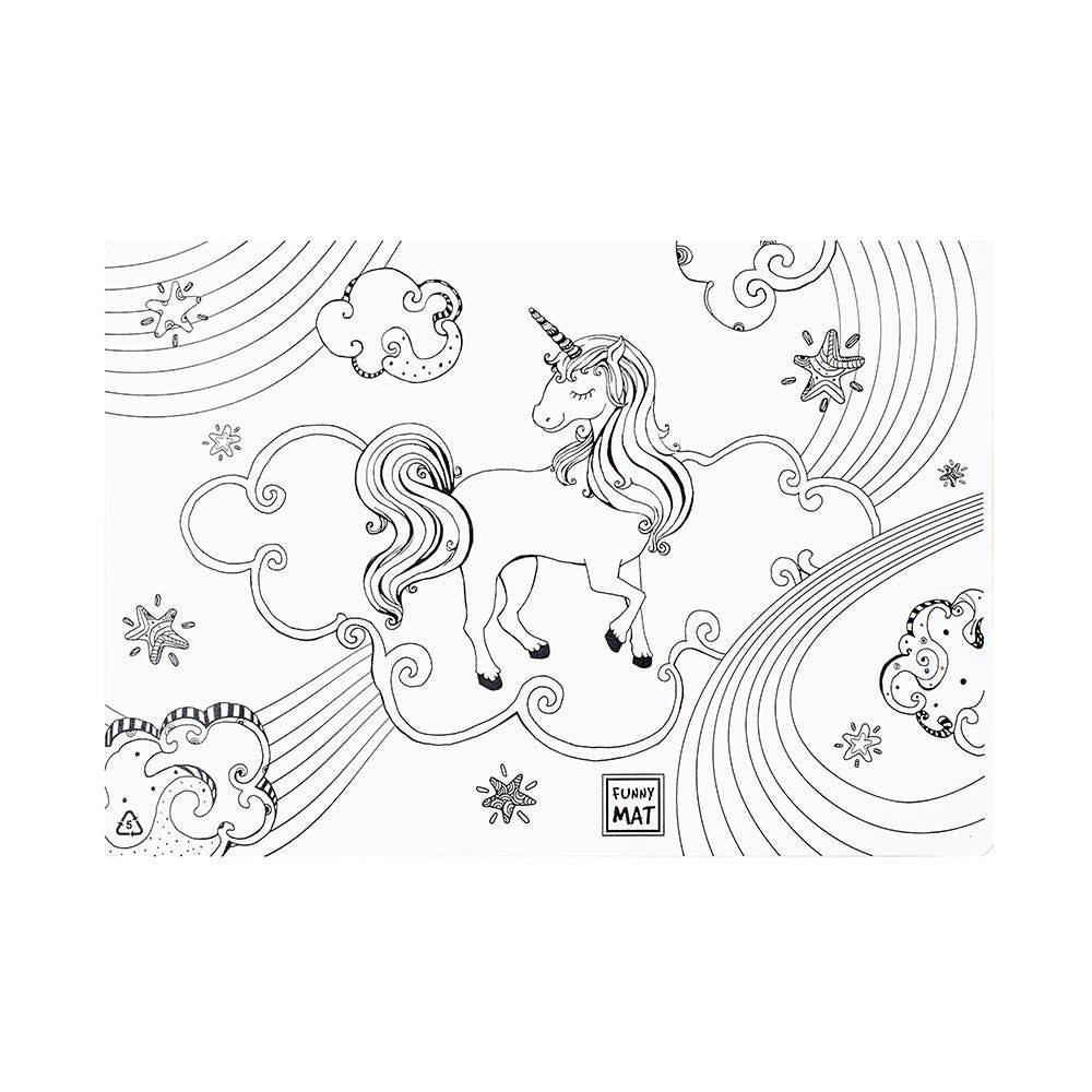 Funny Mat Colour Wash Colour 'Unicorn' Placemat (White)