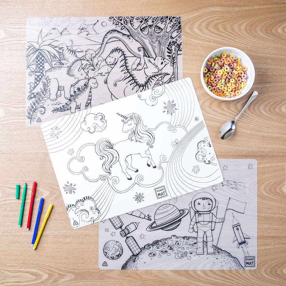 Funny Mat Colour Wash Colour 'Unicorn' Placemat (White)