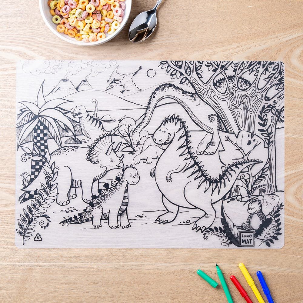 Funny Mat Colour Wash Colour 'Jurassic' Placemat (Clear)