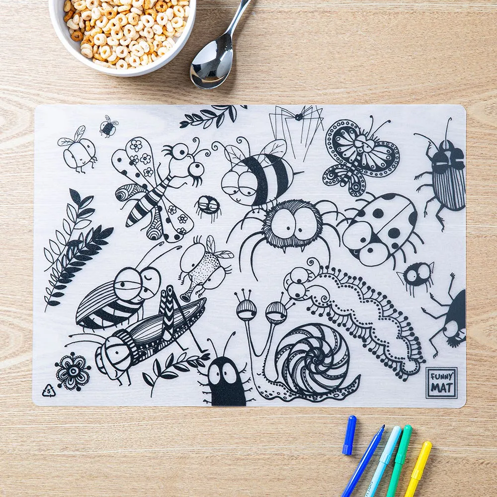 Funny Mat Colour Wash Colour 'Bugs' Placemat (Clear)