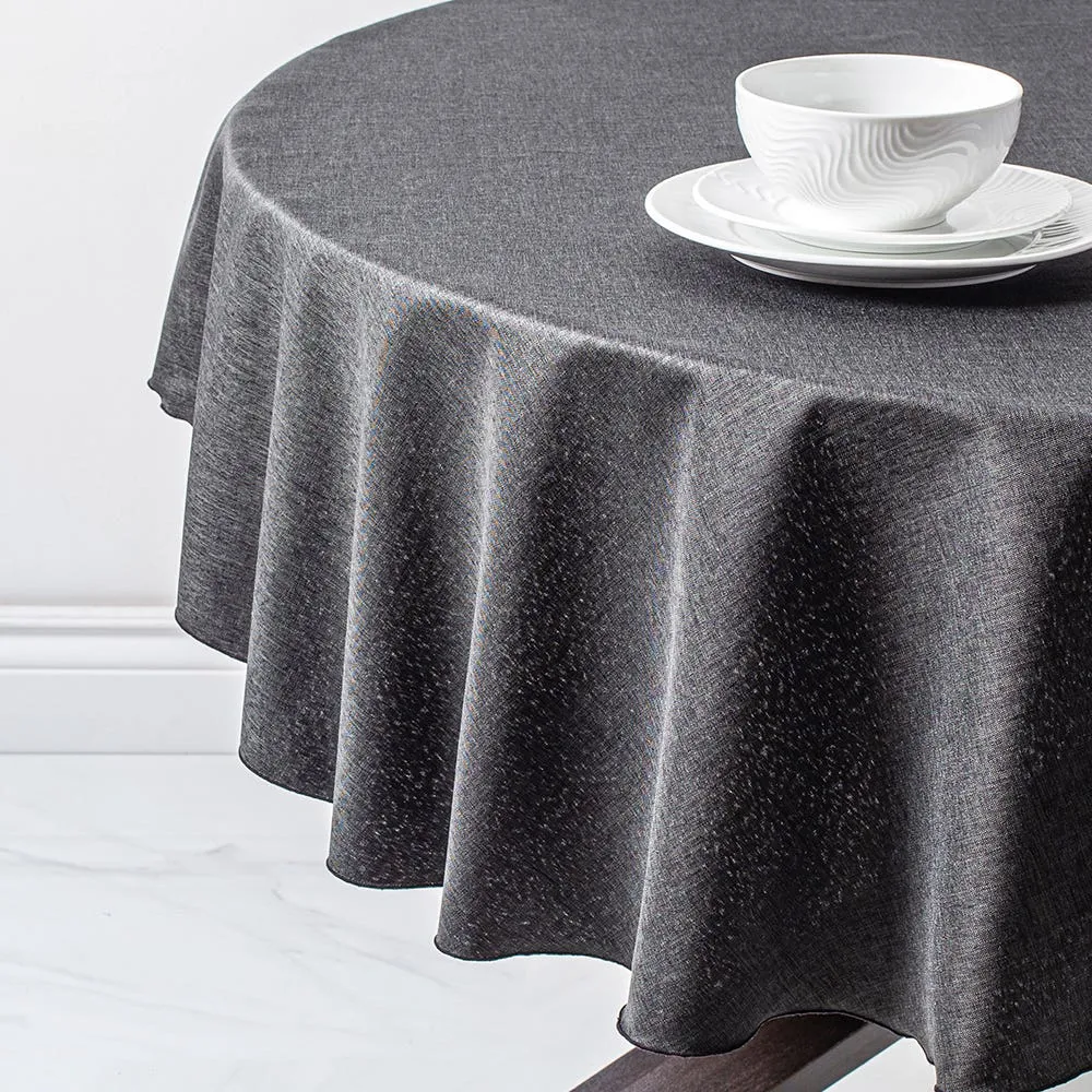 Sebastien & Groome Linen-Look Polyester Tablecloth 60" Round (Char.)