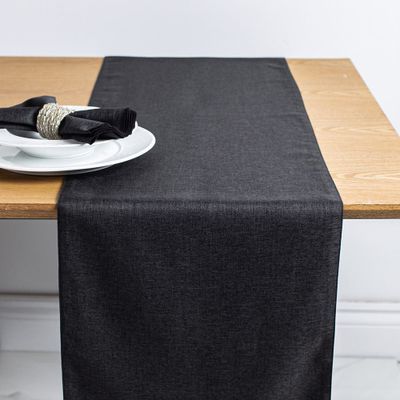 Sebastien & Groome Linen-Look Polyester Table Runner (Charcoal)