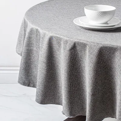 Sebastien & Groome Linen-Look Polyester Tablecloth 60" Round (Silver)