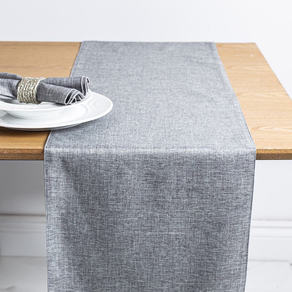 Sebastien & Groome Linen-Look Polyester Table Runner (Silver)