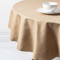 Sebastien & Groome Linen-Look Polyester Tablecloth 60" Round (Linen