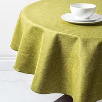 Sebastien & Groome Linen-Look Polyester Tablecloth 60" Round (Grass)