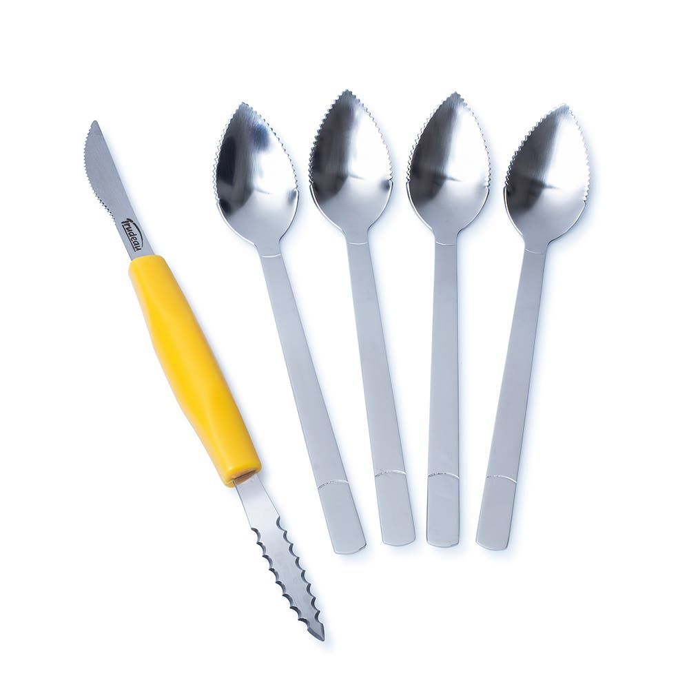 Trudeau Grapefruit Knife-Spoon - Set of 5 (Yellow/Stainless Steel)