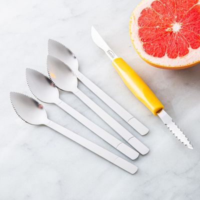 Trudeau Grapefruit Knife-Spoon - Set of 5 (Yellow/Stainless Steel)