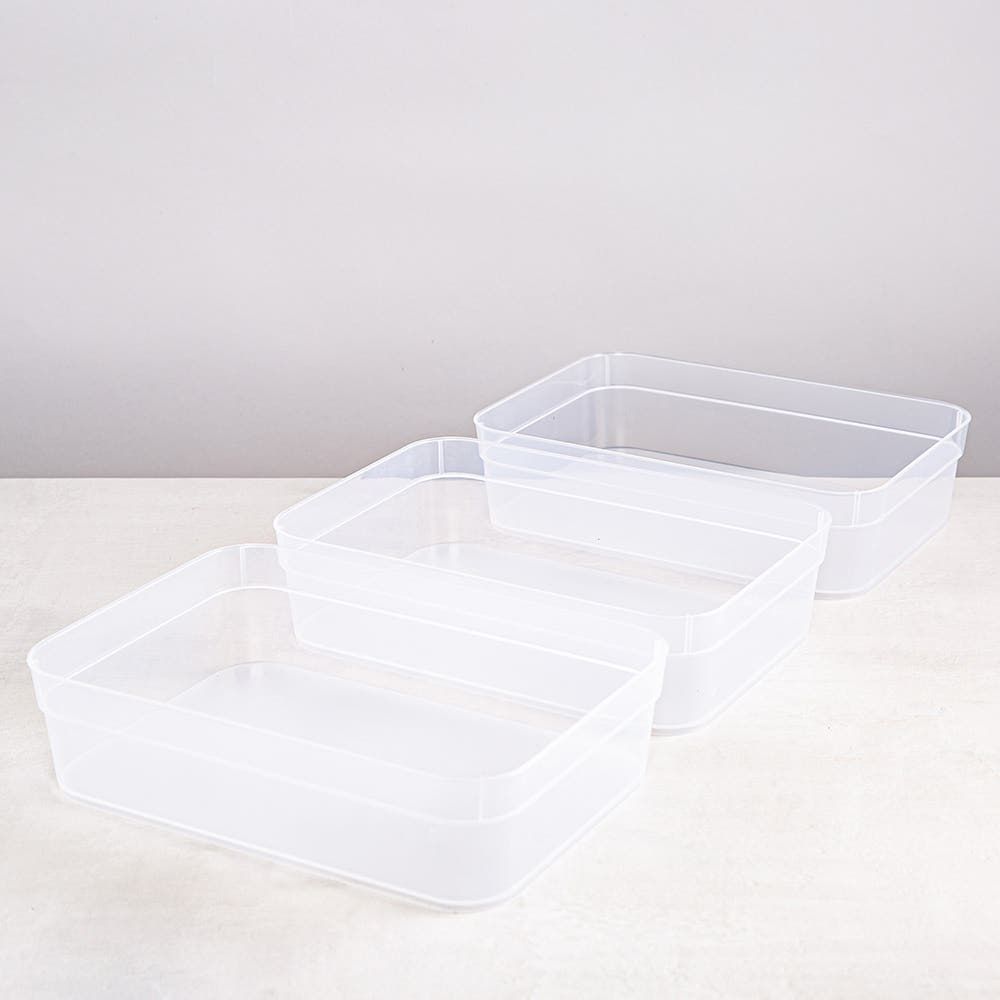 Sterilite Organize 'Large' Plastic Storage Tray - Set of 3 (Clear)