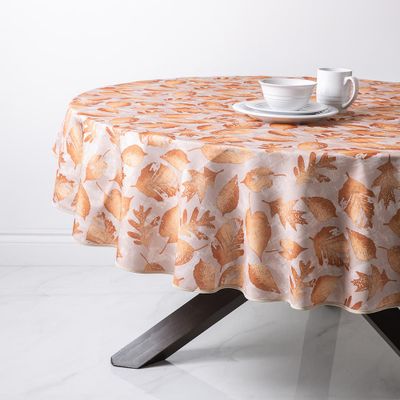 Texstyles Printed 'Subtle Leaves' Polyester Tablecloth 70" Round