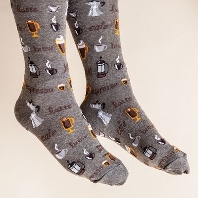 Hotsox Men's 'Coffee' Crew Socks - 1 Pair (Charcoal)