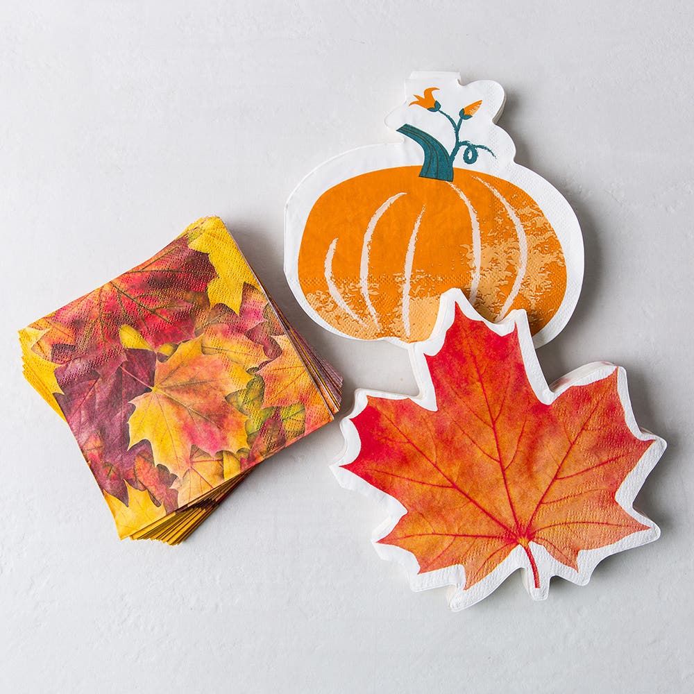 Harman 3-Ply 'Maple Leaf' Paper Napkin Shaped - Set of 20 (Orange)