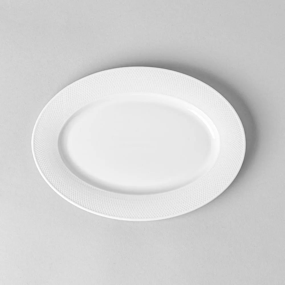 KSP A La Carte 'Diamond' Porcelain Oval Platter 10.5" (White)