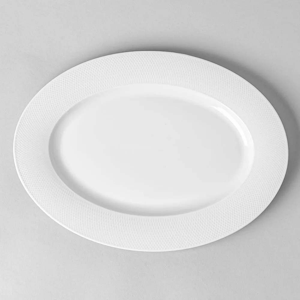 KSP A La Carte 'Diamond' Porcelain Oval Platter 14" (White)