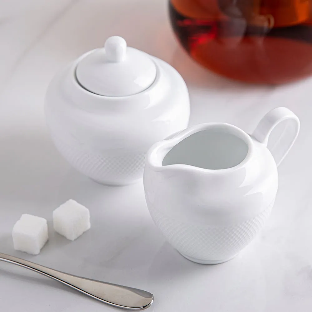 KSP A La Carte 'Diamond' Porcelain Sugar Bowl & Creamer - S/2 (White)