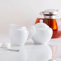 KSP A La Carte 'Diamond' Porcelain Sugar Bowl & Creamer - S/2 (White)