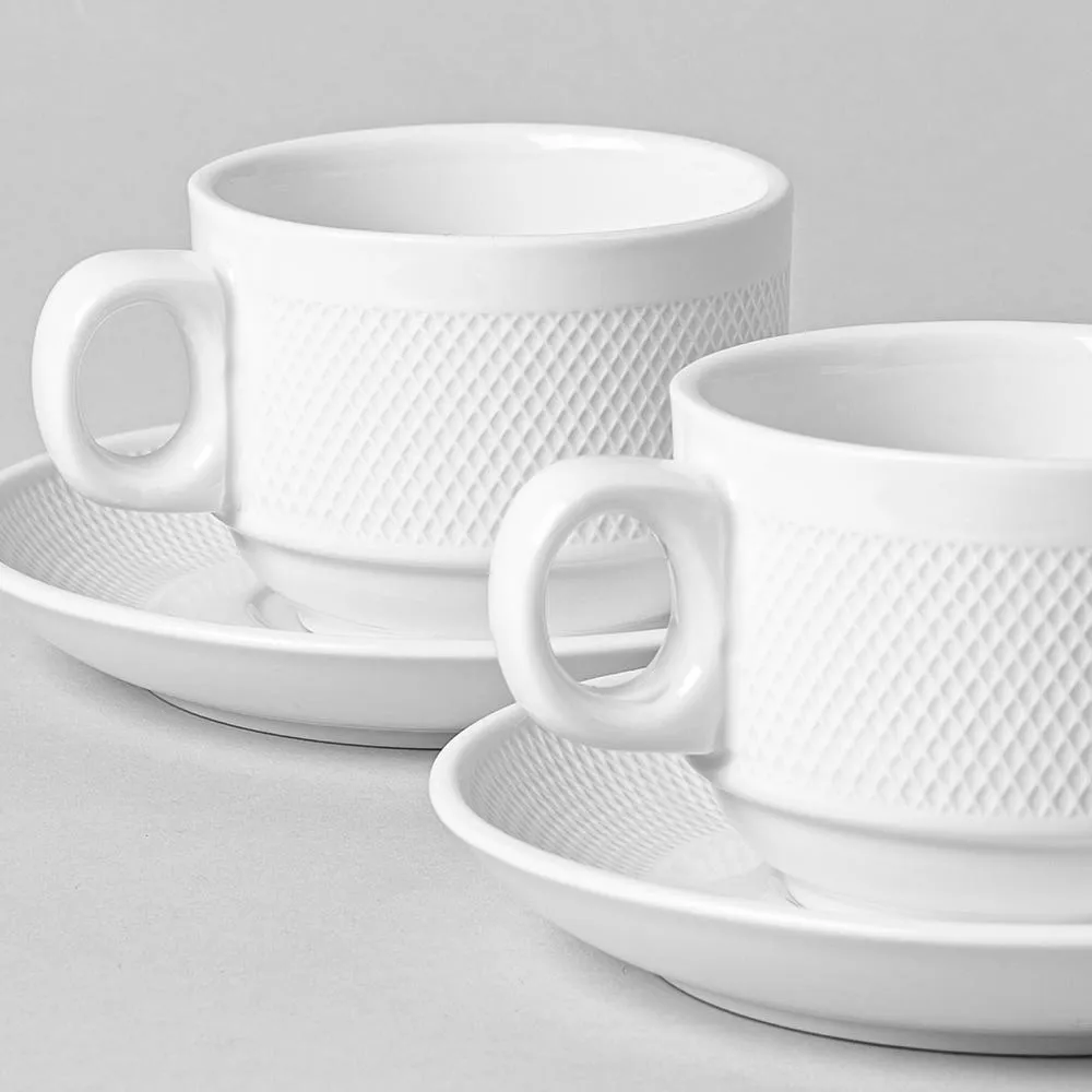 KSP A La Carte 'Diamond' Porcelain Cup & Saucer (White)