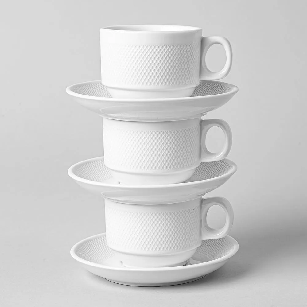 KSP A La Carte 'Diamond' Porcelain Cup & Saucer (White)