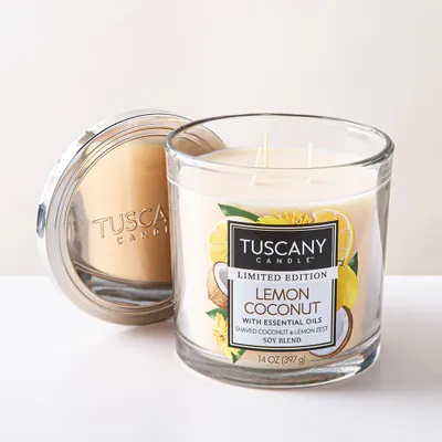 Empire Tuscany 3-Wick 'Lemon Coconut' Glass Jar Candle