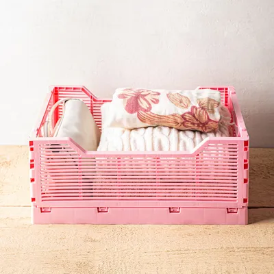 Truu Design Multi-Purpose 'Large' Folding Crate (Bubble Gum Pink)
