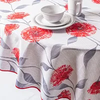 Texstyles Printed 'Dandy' Polyester Tablecloth 70" Round (Red)