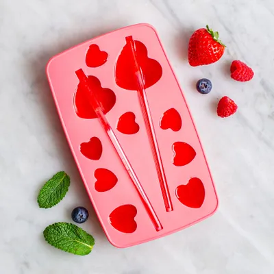 KSP Sip 'Heart' Silicone Ice Tray with  Straws