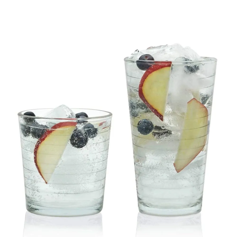 Libbey Tumbler & Rocks 'Hoops' Combo - Set of 16 (Clear)