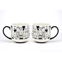 Bia Paws Cafe 'Cat' Bone China Mug - Set of 2 (Black/White)