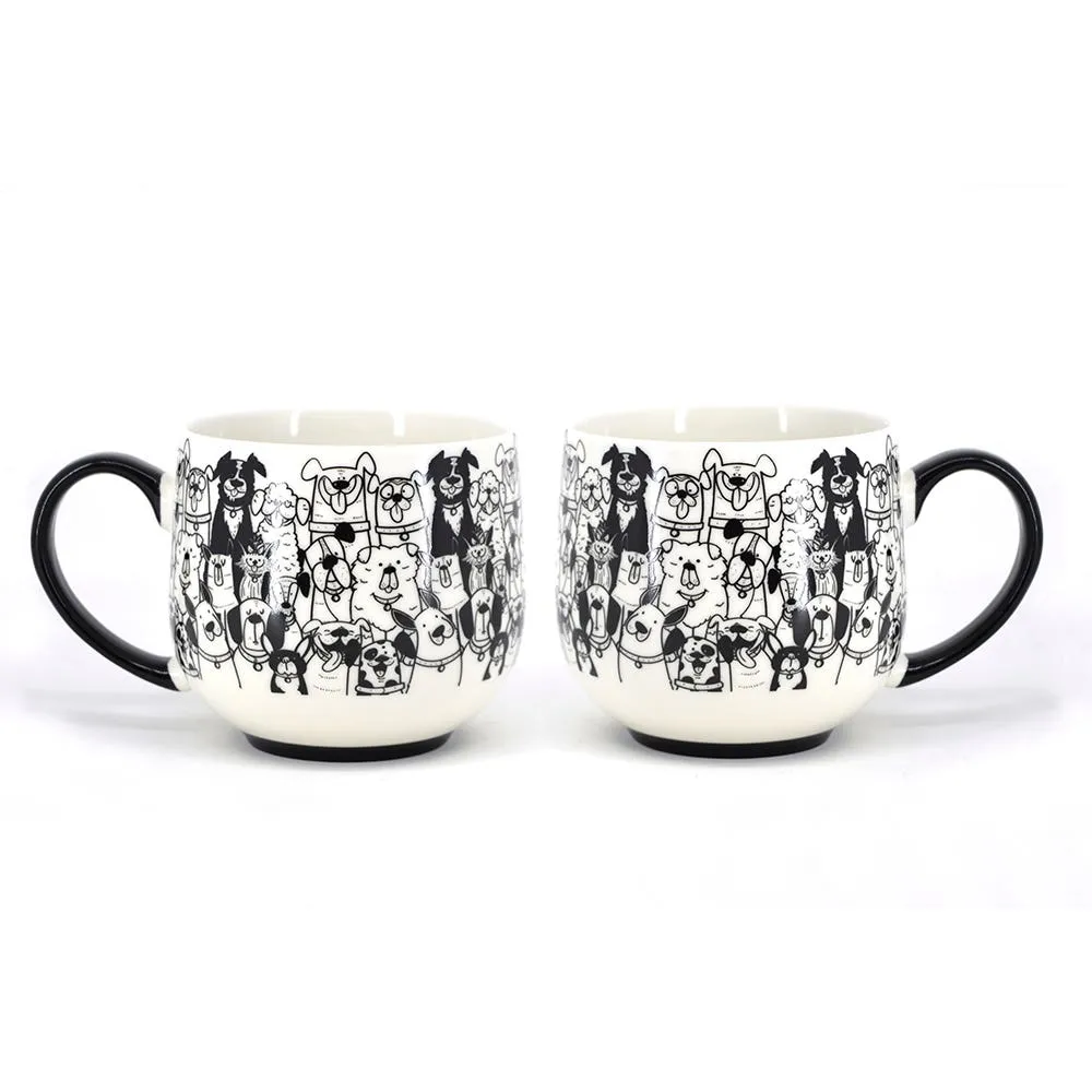 Bia Paws Cafe 'Dog' Bone China Mug - Set of 2 (Black/White)