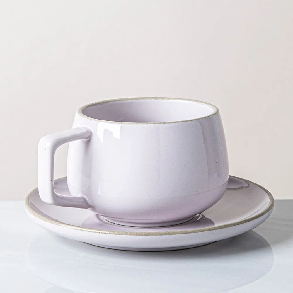 Bia Reactive Glaze Stoneware Cup & Saucer (Lavender)