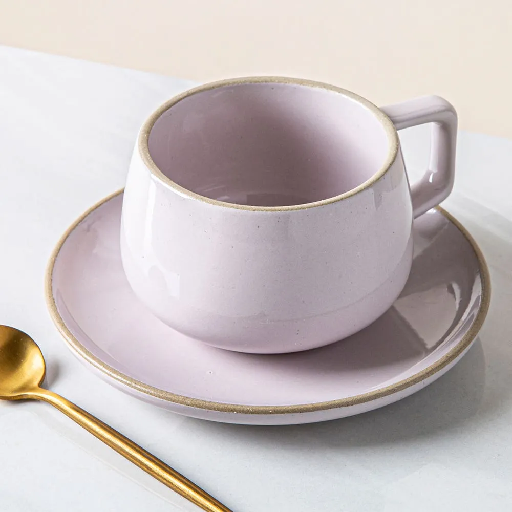 Bia Reactive Glaze Stoneware Cup & Saucer (Lavender)